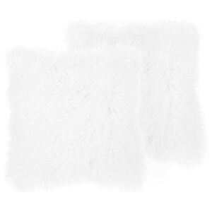Szőrös Fehér Díszpárna Kétdarabos Szettben 45 x 45 cm CIDE