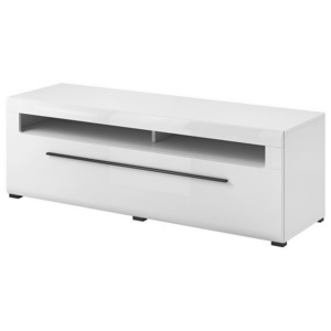 LOLA tv asztal, 140x52x50, fehér/magasfényű fehér