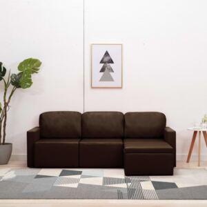 3-személyes barna műbőr elemes kanapé