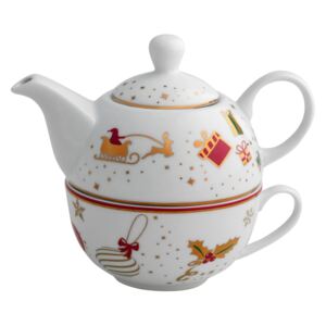 Alleluia Porcelain porcelán teáskanna csészével karácsonyi mintával, hossz 15 cm - Brandani