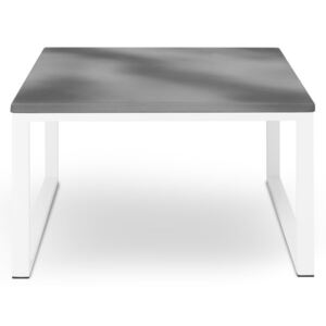Nicea szürke kültéri asztal beton díszítéssel, fehér kerettel, hossz 70 cm - Calme Jardin