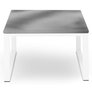 Nicea szürke kültéri asztal beton díszítéssel, fehér kerettel, hossz 60 cm - Calme Jardin