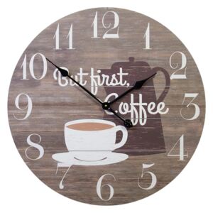Falióra, kávés felirattal, 60 cm, barna - FIRST COFFEE