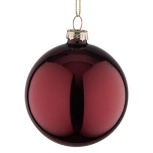 HANG ON üveggömb karácsonyfadísz, fényes sötétpiros Ø 8cm