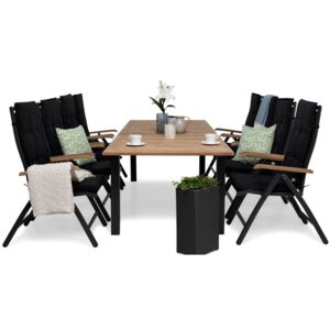 Asztal és szék garnitúra VG5254 Fekete + fa