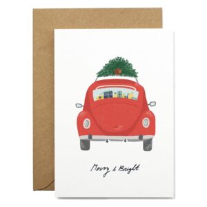 Merry & Bright karácsonyi üzenőkártya újrahasznosított papírból, borítékkal, A6 - Printintin