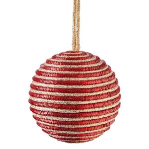 HANG ON gömb karácsonyfadísz, piros-arany csíkos Ø 8 cm