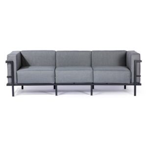Bellisima grafitszürke háromszemélyes kültéri kanapé fekete kerettel, szélesség 230 cm - Le Bonom