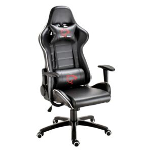 Dark Gamer szék derék- és nyakpárnával - fekete-fehér