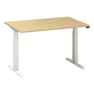 Alfa Up állítható magasságú irodai asztal fehér lábazattal, 120 x 80 x 61,5-127,5 cm, bükk mintázat