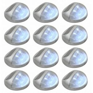 12 db kerek ezüstszínű kültéri napelemes LED falilámpa
