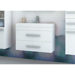 KOLI KOLI fürdőszobaszekrény mosdó alá, 80x50x40 cm, fehér/magasfényű fehér