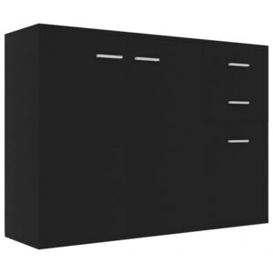 Fekete forgácslap tálalószekrény 105 x 30 x 75 cm