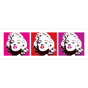 Marilyn Monroe - Red Triptych Festmény reprodukció, (33 x 95 cm)