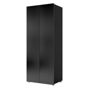 BRINICA ruhásszekrény, 80x200x52, fekete/magasfényű fekete
