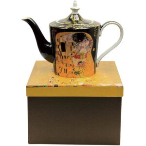 Klimt porcelán teás- kávéskanna - 1 literes - The Kiss fekete