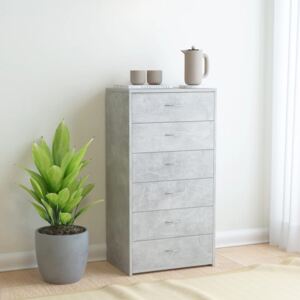 7-fiókos betonszürke forgácslap tálalószekrény 50 x 34 x 96 cm