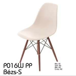 P016W PP szék fa lábakkal bézs-sötétebb lábakkal