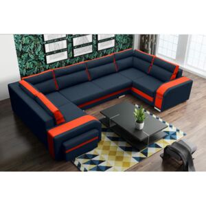 Sarok kanapé Asperata U (sötétszürke + narancssárga) (B)