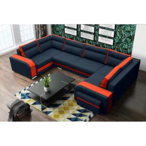 Sarok kanapé Asperata U (sötétszürke + narancssárga) (J)