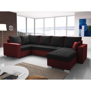 U-alakú sarok kanapé Lamont (fekete + piros) (B)