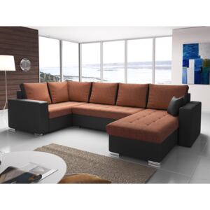 U-alakú sarok kanapé Lamont (narancssárga + fekete) (B)