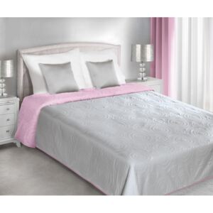 Ágytakaró kétoldalas, ezüstszürke/rózsaszín 170x210