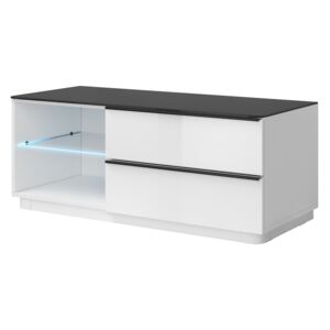 TV asztal/szekrény Toft Típus 41 (fehér + fekete üveg)