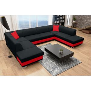 U alakú kanapé Darcia (fekete + piros) (J)
