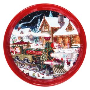 Piros kerek kínáló tálca karácsonyi mintával, ⌀ 38 cm - Brandani