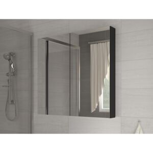Falra szerelhető fürdőszoba szekrény Della 60 fekete + tükör