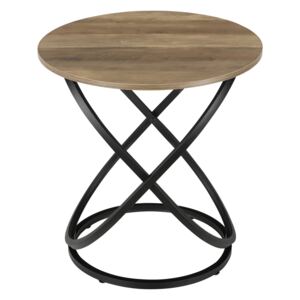 [en.casa]® Kör alakú dohányzóasztal kerek kisasztal 61 x 59 cm forgácslap/fém fa-szín/fekete