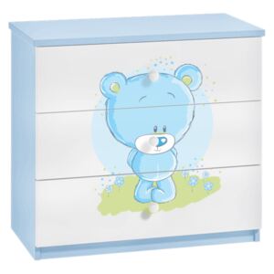 SOGNO gyerek komód, 80x80x41, kék/kék medve