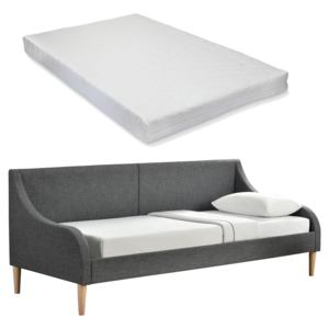 [en.casa]® Heverő kanapé matraccal ülőgarnitúra 215 x 100 x 90 cm egyszemélyes ágy hideghab matrac sötétszürke