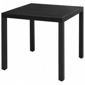 Fekete alumínium és WPC kerti asztal 80 x 80 x 74 cm