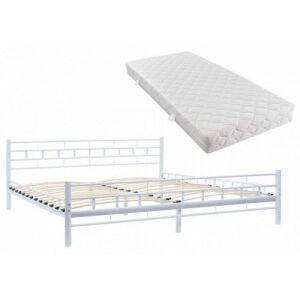Fehér fém ágy matraccal 180 x 200 cm