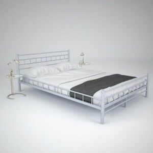 Fehér fém ágy matraccal 140 x 200 cm
