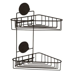 Bestlock Black Corner Rack 2 Shelves fekete öntapadós fürdőszobai sarokpolc - Compactor