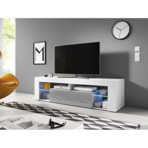 TV asztal/szekrény Everest (matt fehér + fényes szürke)