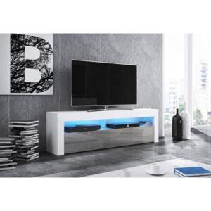TV asztal/szekrény Mex (matt fehér + fényes szürke)