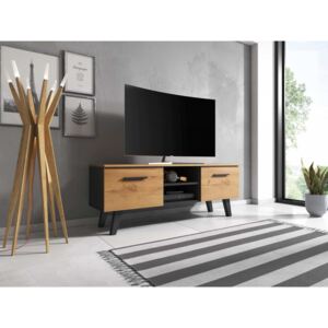 TV asztal/Kisebb szekrény Nord (matt fekete + arany craft)