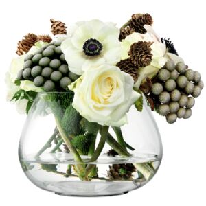 Flower üvegváza virágkölteményekhez, étkezőasztalra, áttetsző, 11,5cm, LSA, kézzel készített