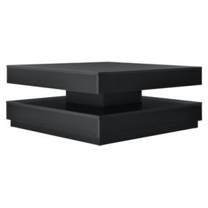 [en.casa]® Dohányzóasztal forgatható asztallappal 76 x 76 x 38 cm kisasztal tárolófelülettel fekete