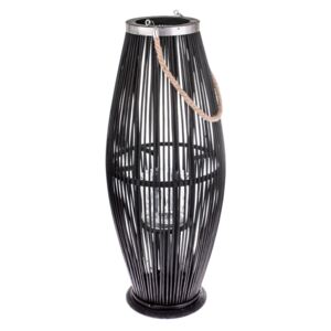 Fekete üveg lámpa bambusz szerkezettel, magasság 71 cm - Dakls
