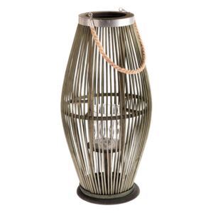 Zöld üveg lámpa bambusz szerkezettel, magasság 59 cm - Dakls