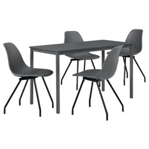 [en.casa]® Étkezőgarnitúra étkezőasztal 4 székkel 120 x 60 cm design konyhai asztal szürke Liverpool