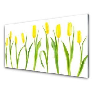 Üvegkép falra Tulipán sárga virágok 100x50 cm