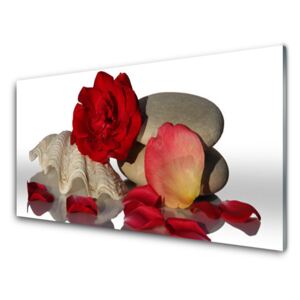 Modern üvegkép Rózsaszirmok Csendélet 100x50 cm