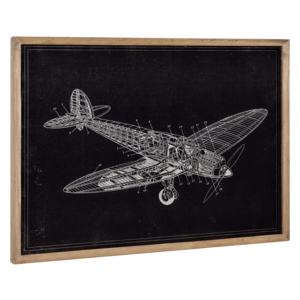 [art.work] Fali kép 50x70x2,8 cm REPÜLŐGÉP (MŰSZAKI RAJZ) alumínium lap ...