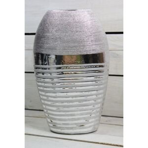 Kerámia váza sávval - ezüst (m. 30,5 cm) méret